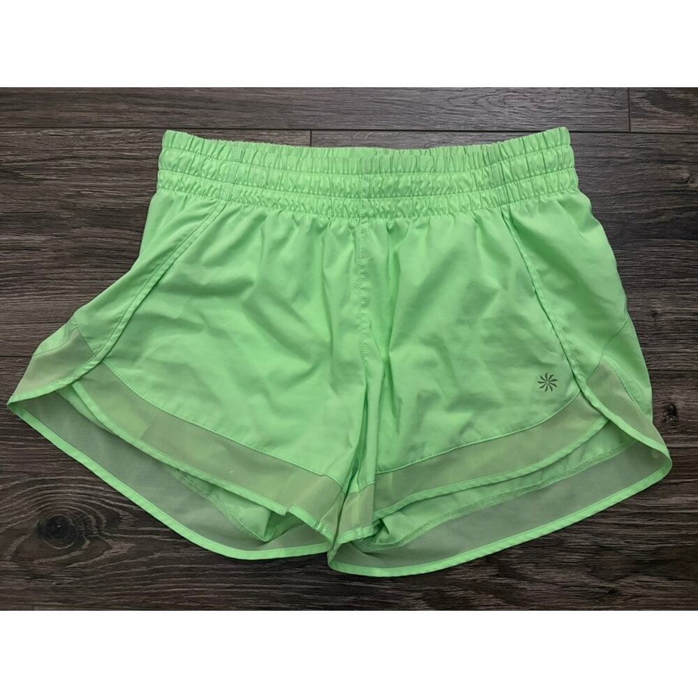 Athleta Mesh Racer Run Short 4" XS Aloe Citron Yellow Green Neon